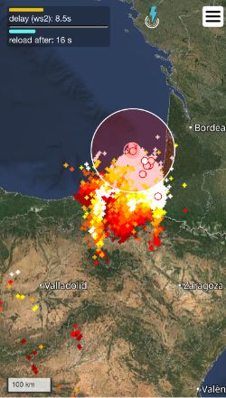 Lightning map of Biarritz in late June